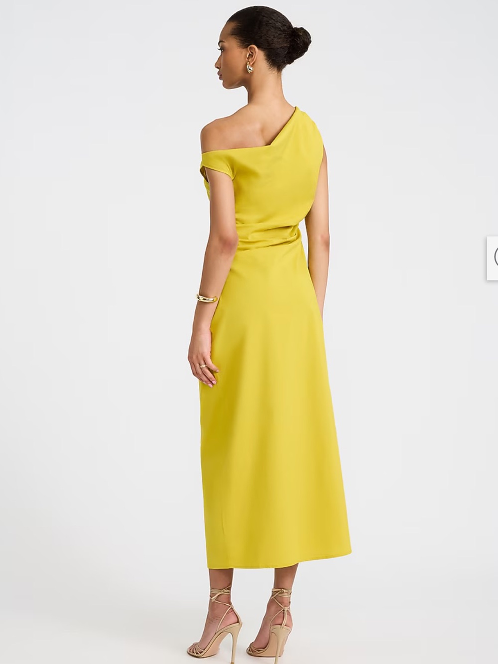 Stretch Cotton Poplin One Shoulder Pleated Maxi Dress with Pockets - Picture 2 of 3